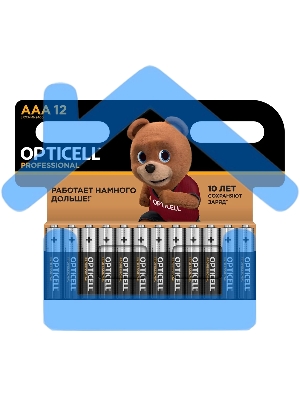 Элемент питания алкалиновый AAA/LR03 (блист. 12шт) Professional Opticell 5052006
