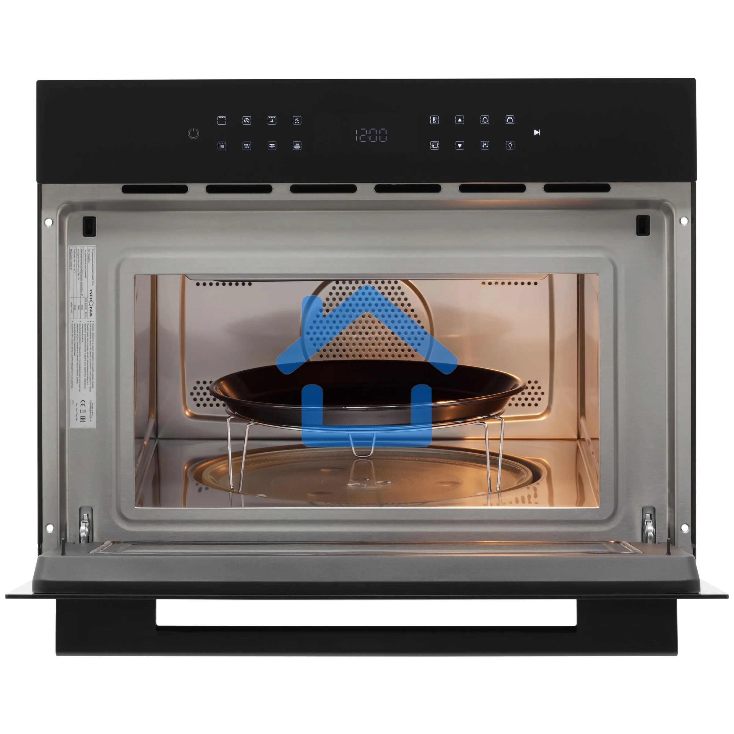 Микроволновая печь встраиваемая Krona ONYX 45H mw BL/BL черный, 38 л, 1000 Вт, переключатели - сенсор