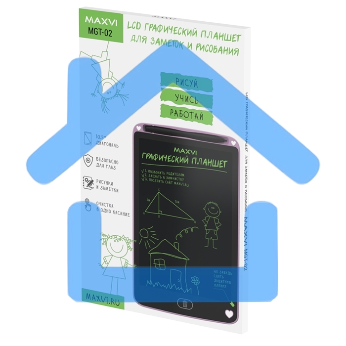 Графический планшет LCD для заметок и рисования Maxvi MGT-02 pink