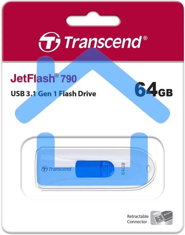 Флешка USB R/W 64Gb Transcend JetFlash 790, USB 3.0, белый/синий