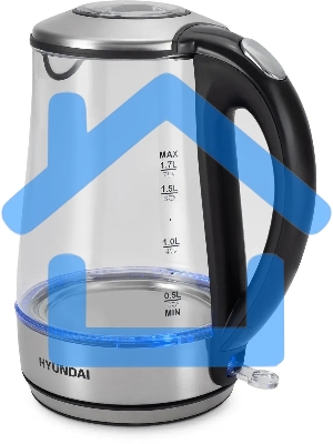 Чайник электрический Hyundai HYK-G8406 1.7л. 2200Вт прозрачный/черный (корпус: нержавеющая сталь)