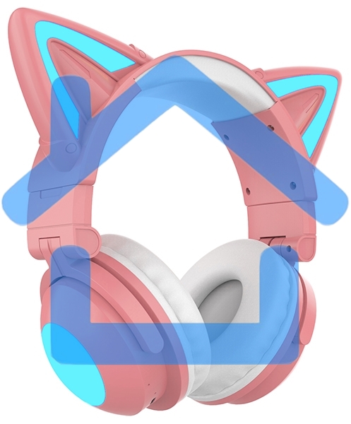 Гарнитура Party Cat mini ВТ 0051 (розово-голубые) c подсветкой накладная Bluetooth