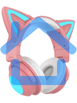 Гарнитура Party Cat mini ВТ 0051 (розово-голубые) c подсветкой накладная Bluetooth