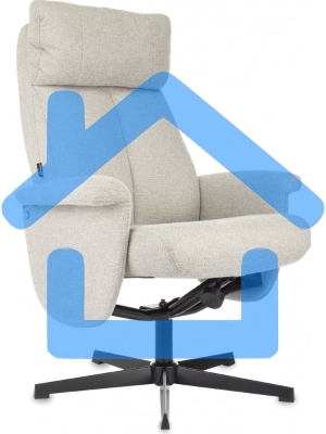 Кресло для дома Бюрократ _Baron с пуфом бежевый, металл черный крестов. (_BARON/BEIGE)