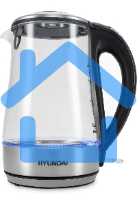 Чайник электрический Hyundai HYK-G8406 1.7л. 2200Вт прозрачный/черный (корпус: нержавеющая сталь)