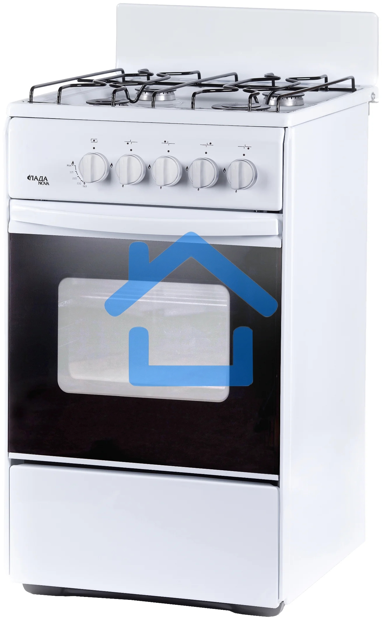 Плита газовая Лада Nova RG 24039 W белый, конфорок 4 газовых, духовка 50 л, 50 см x 85 см x 60 см