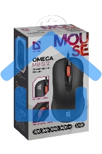 Мышь проводная Defender Omega MB-522 черный, 1600 dpi, USB, кнопки - 4