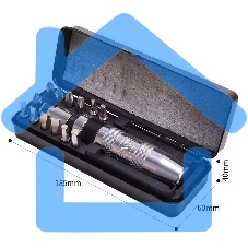 Ударно-поворотная отвертка с набором бит 13 шт Deli DL8901 (PH1, PH2x2, PH3, PH4, SL5, SL6, SL8, SL9, H4, H5, H6, H8), Cr-V, пласт. кейс