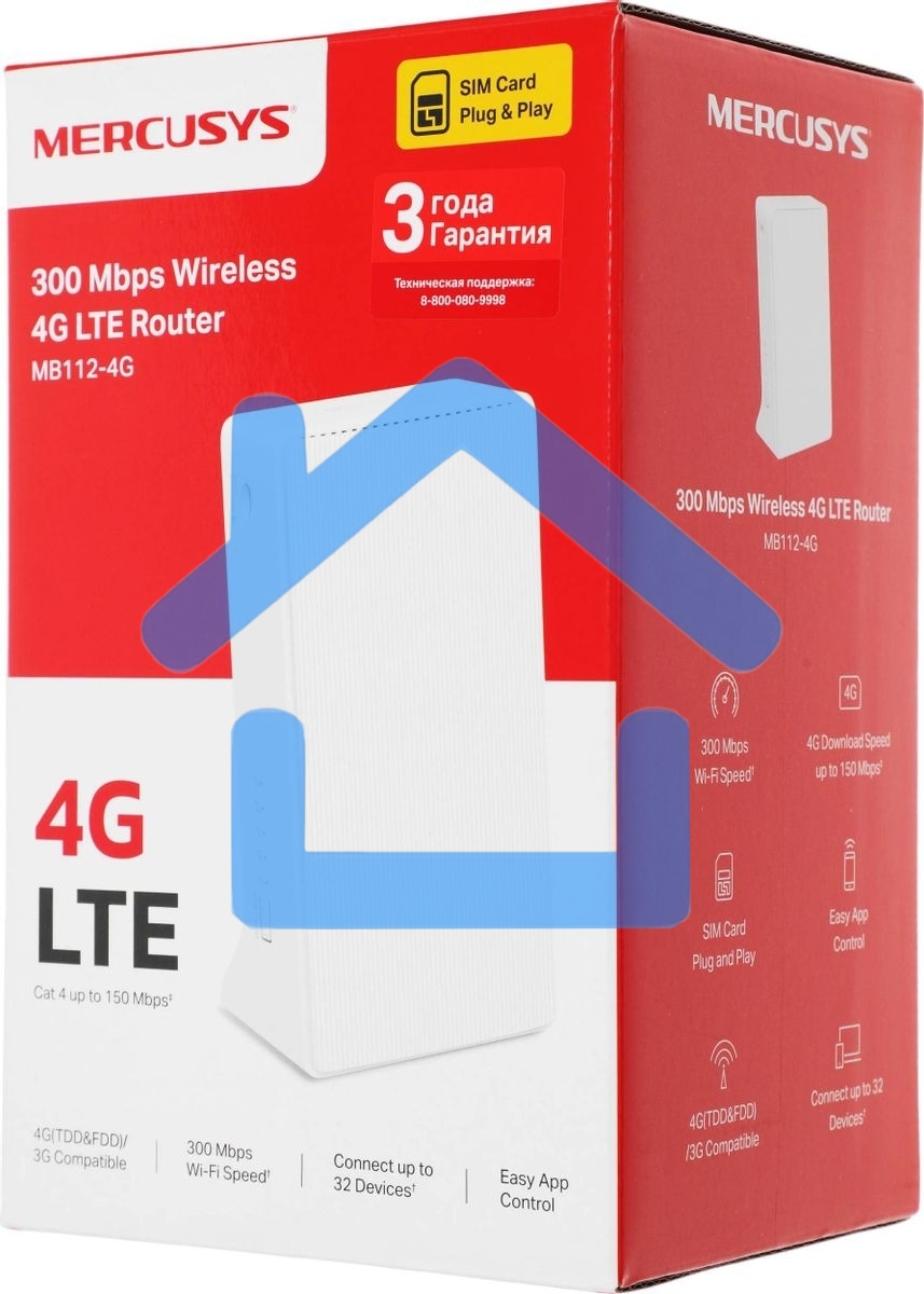 Роутер беспроводной Mercusys MB112-4G N300 10/100BASE-TX/4G cat. 4