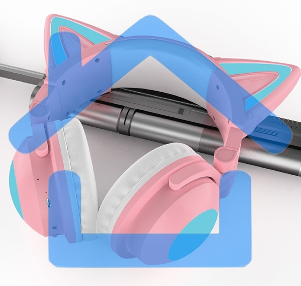 Гарнитура Party Cat mini ВТ 0051 (розово-голубые) c подсветкой накладная Bluetooth