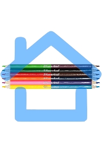 Карандаши цветные Silwerhof Монстрики, двухцветные, 2.8мм, круглый профиль, дерево, ассорти, 12 цветов, коробка с европодвесом (6шт)