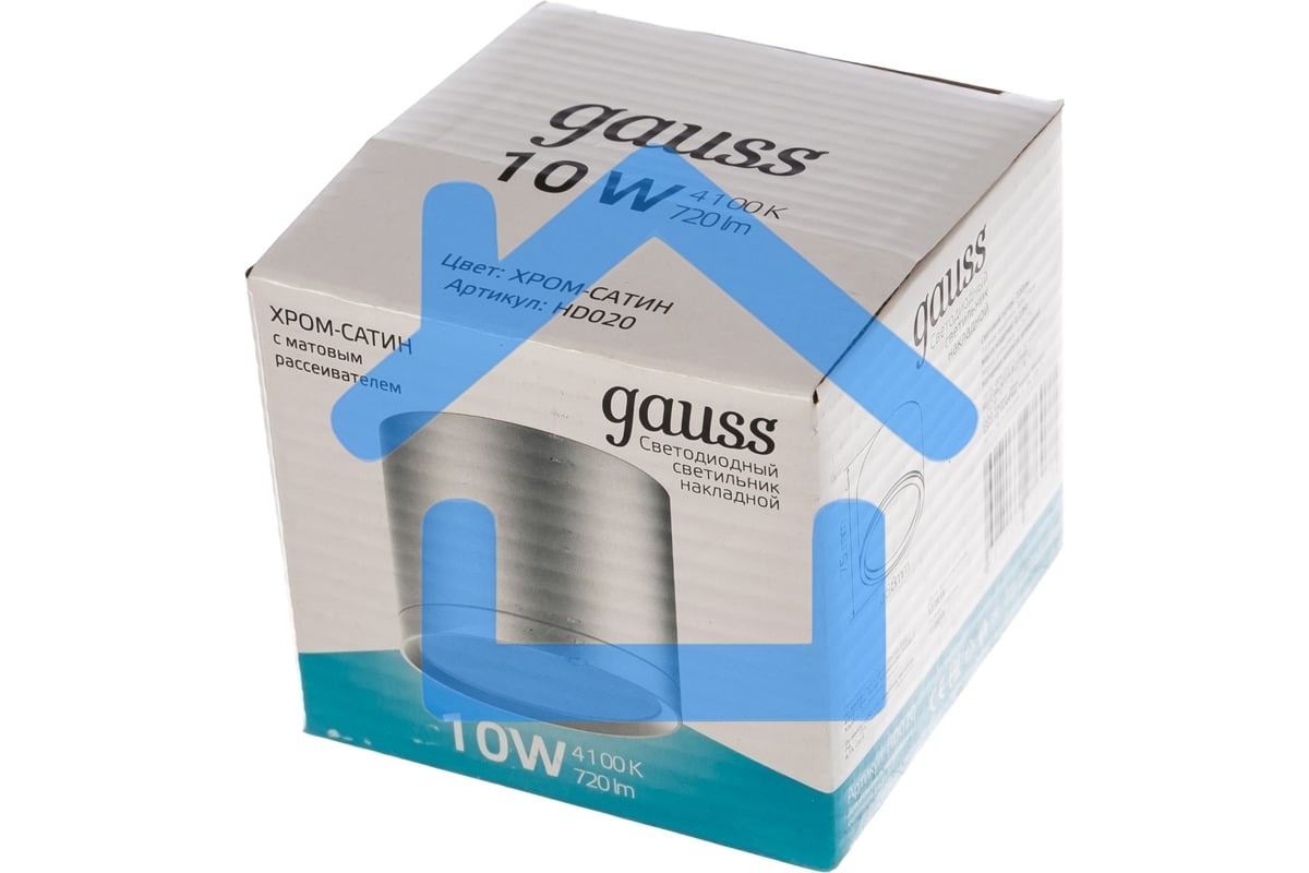 Светильник Gauss Хром/Сатин LED накладной с рассеивателем 10W 4100K 88х75мм 1/30