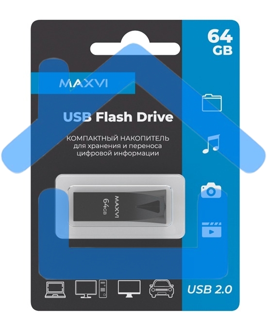 Флешка USB R/W Maxvi MK2 64Gb USB 2.0 dark grey