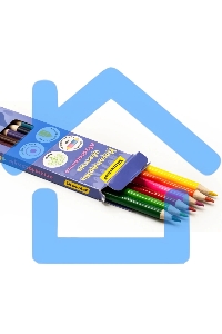 Карандаши цветные Silwerhof Монстрики, двухцветные, 2.8мм, круглый профиль, дерево, ассорти, 12 цветов, коробка с европодвесом (6шт)