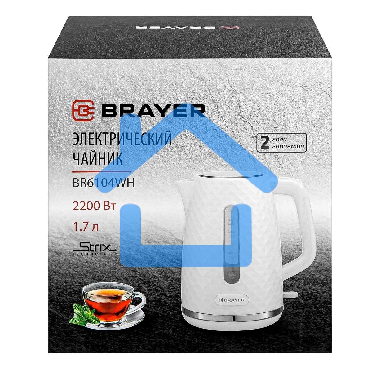 Чайник электрический BRAYER BR6104WH, белый, 1.7л, 2200 Вт