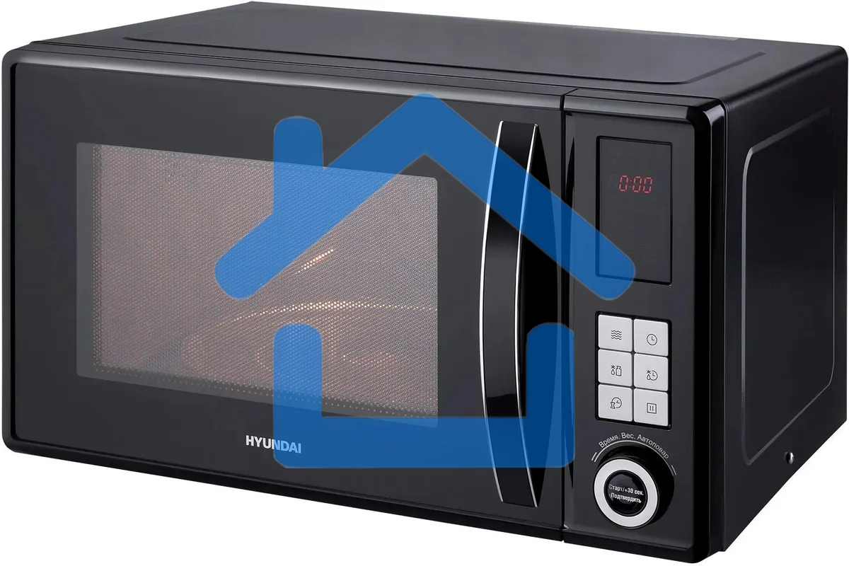 Микроволновая печь Hyundai HYM-D3010 черный, 23 л, 800 Вт, переключатели - кнопки, поворотный механизм