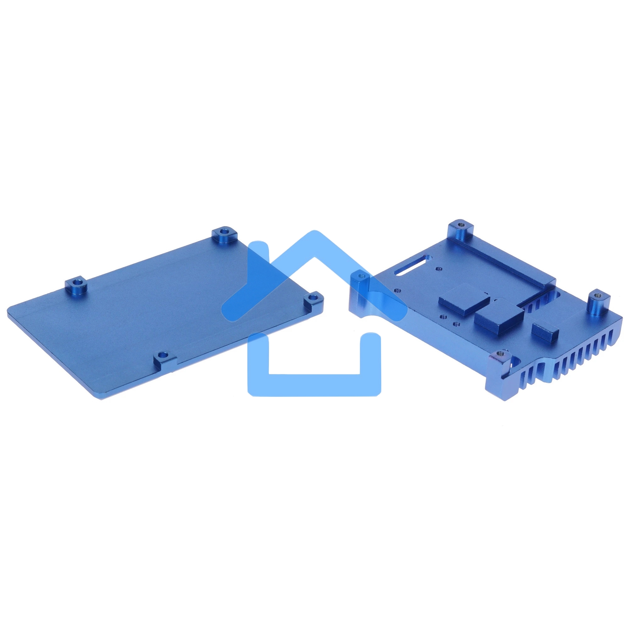 Корпус Qumo Aluminum case with double black fans, Raspberry Pi 4, blue(RS008)