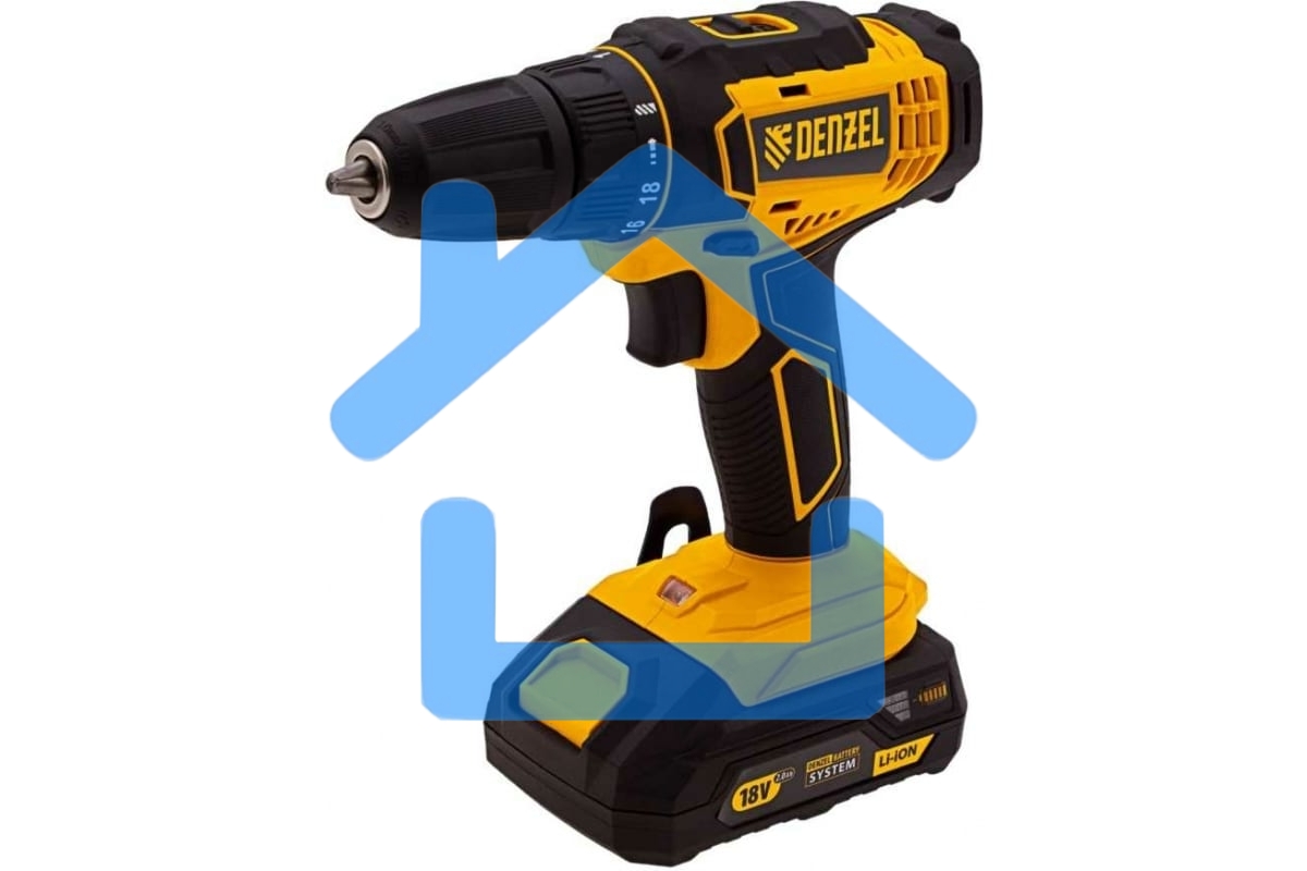 Дрель-шуруповерт Denzel CDL-18-02BM, Аккумуляторная, 18В, 2 АКБ, Кейс
