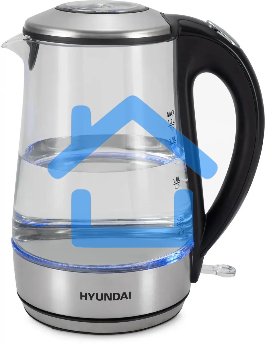 Чайник электрический Hyundai HYK-G8406 1.7л. 2200Вт прозрачный/черный (корпус: нержавеющая сталь)