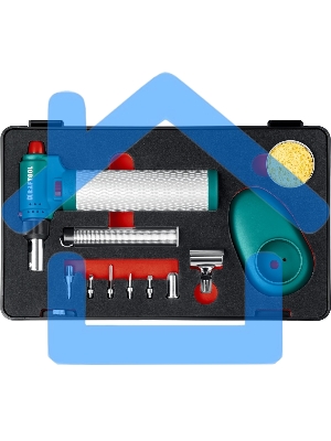 Газовый паяльник KRAFTOOL MULTI TORCH набор 8-в-1, 30-150 Вт, горелка, фен, пьезоподжиг, 1300°С