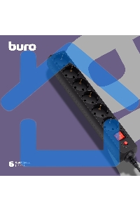 Сетевой фильтр Buro 600SH-16-5-B 5м (6 розеток) черный (коробка)
