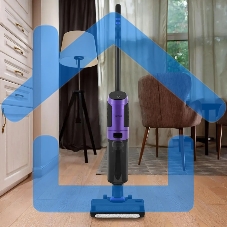 Пылесос вертикальный моющий Kitfort КТ-5176 черный/фиолетовый, питание от аккумулятора, 200 Вт, уборка влажная, пылесборник 0.75 л, работа от АКБ max 35 мин.