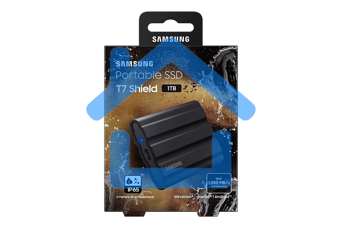 Твердотельный диск 1TB Samsung T7 Shield MU-PE1T0S/WW, V-NAND, USB 3.2 Gen 2 Type-C R/W - 1000/1050 MB/s /EU