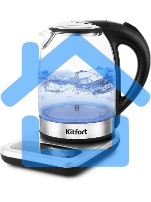 Чайник электрический Kitfort КТ-657, 1.7л, 2200Вт, (корпус: стекло), нержавеющая сталь/черный