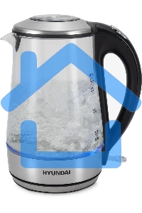 Чайник электрический Hyundai HYK-G8406 1.7л. 2200Вт прозрачный/черный (корпус: нержавеющая сталь)
