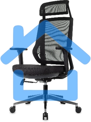 Кресло руководителя Бюрократ MC-412N-H черный сетка/ткань с подголов. крестов. металл хром