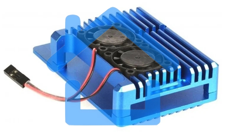 Корпус Qumo Aluminum case with double black fans, Raspberry Pi 4, blue(RS008)