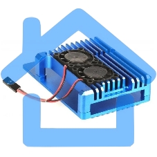 Корпус Qumo Aluminum case with double black fans, Raspberry Pi 4, blue(RS008)