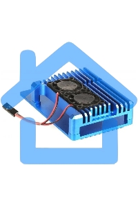 Корпус Qumo Aluminum case with double black fans, Raspberry Pi 4, blue(RS008)