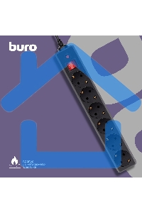 Сетевой фильтр Buro 600SH-16-5-B 5м (6 розеток) черный (коробка)