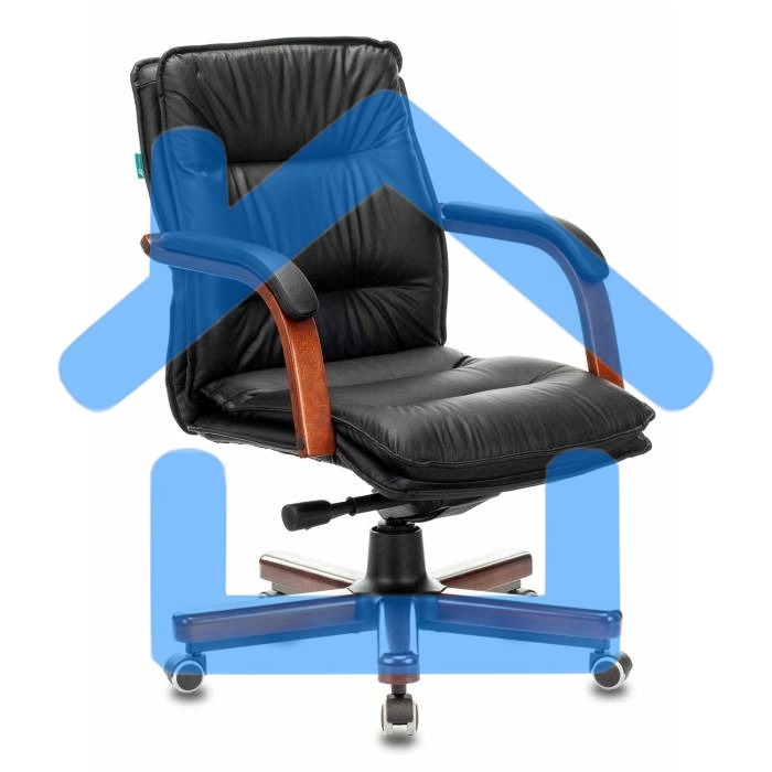 Кресло руководителя Бюрократ T-9927WALNUT-LOW/BL черный, кожа, низкая спинка, крестовина дерево