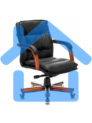 Кресло руководителя Бюрократ T-9927WALNUT-LOW/BL черный, кожа, низкая спинка, крестовина дерево