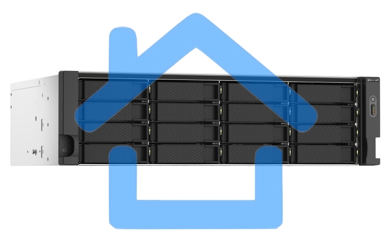 Сетевое хранилище без дисков SMB QNAP TS-1673AU-RP-16G NAS 16 HDD trays, 2x 2.5 GbE, rackmount, 2 PSU. 4-core AMD V1500B 2,2 GHz,RAM 16 Gb (1 x 16 Gb) up to 32 Gb (2 x 16 Gb). W/o rail kit RAIL-B02