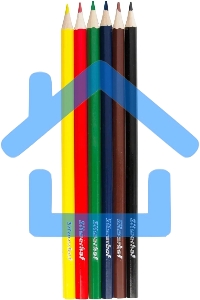 Карандаши цветные Silwerhof Монстрики 2.8мм, шестигранный профиль, дерево, ассорти, 6 цветов, коробка с европодвесом