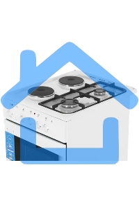 Плита комбинированная De Luxe 506022.03гэ(щ) ЧР-030 белый/черный, конфорок газовых 2 шт и электрических 2 шт, духовка 54 л, 50 см x 85 см x 60 см