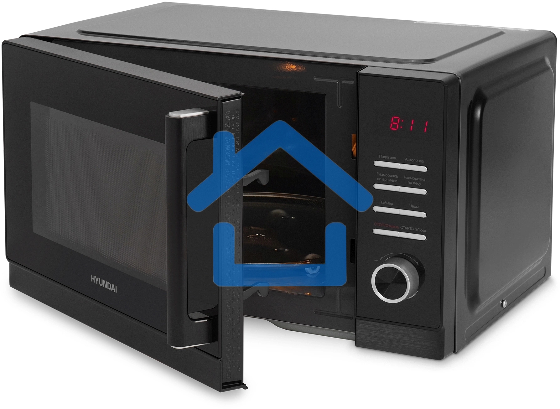 Микроволновая печь Hyundai HYM-D3012 черный 25л 800Вт кнопки, поворотный механизм