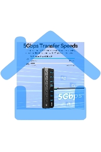 Концентратор Vention OTG USB 3.0 на 7 портов черный