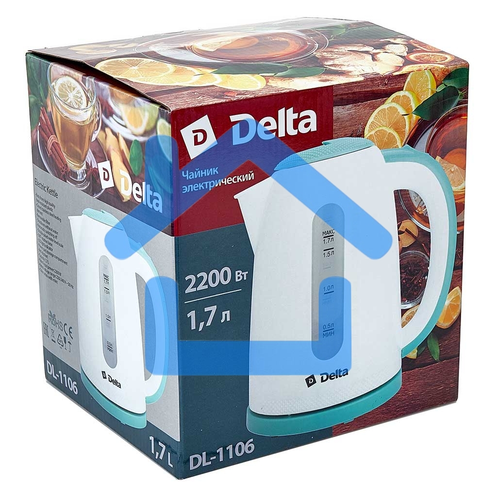 Чайник электрический DELTA DL-1106 белый с мятным