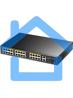 Коммутатор Cudy FS1026PS1, (L2) 24x100Мбит/с 2x1Gbит/с, 1SFP, 24PoE, 24PoE+ 300W, неуправляемый