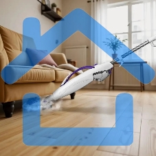 Швабра паровая Kitfort КТ-1085 1500Вт белый/фиолетовый