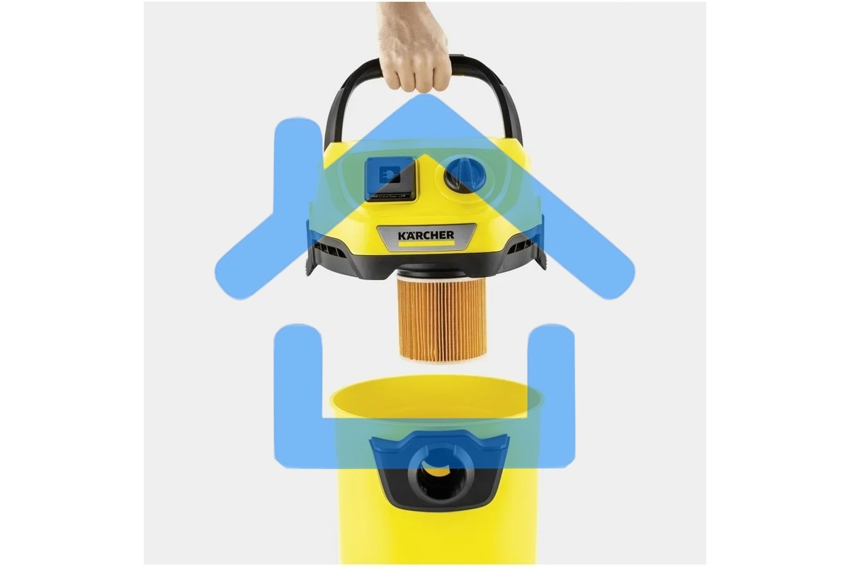 Строительный пылесос Karcher WD 3 P V-17/4/20 Workshop желтый, 1000 Вт, уборка сухая/сбор воды/выдув, пылесборник мешок/контейнер, 17 л
