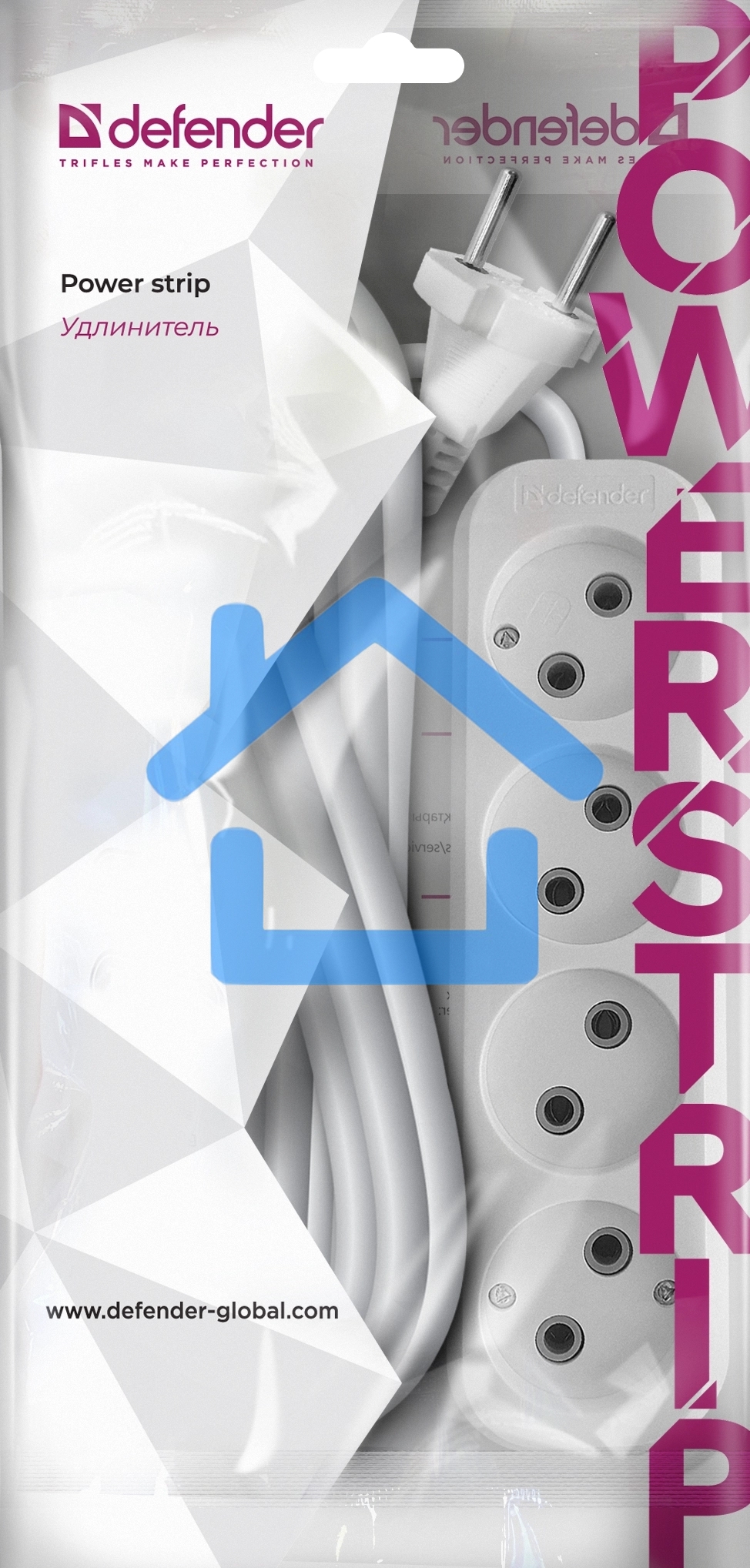 Удлинитель без заземления Defender B240 10 А, 5 м, без заземления