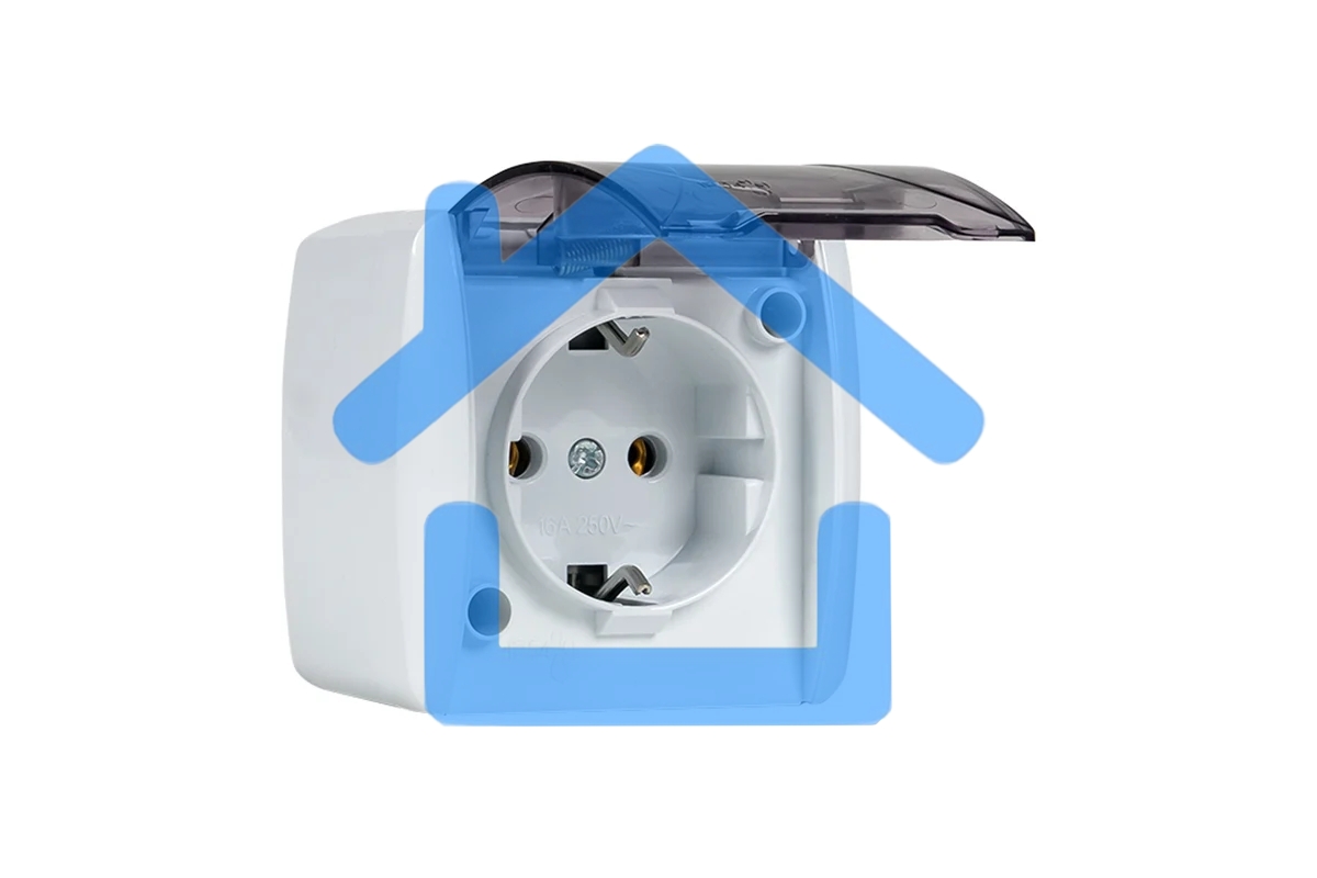 Розетка EKF EQR16-029-30-54-T PROxima Владивосток 1-местная 16А с заземлением с прозрачной крышкой IP54