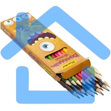 Карандаши цветные Silwerhof Монстрики 2.8мм, шестигранный профиль, дерево, ассорти, 18 цветов, коробка с европодвесом