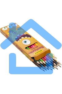 Карандаши цветные Silwerhof Монстрики 2.8мм, шестигранный профиль, дерево, ассорти, 18 цветов, коробка с европодвесом