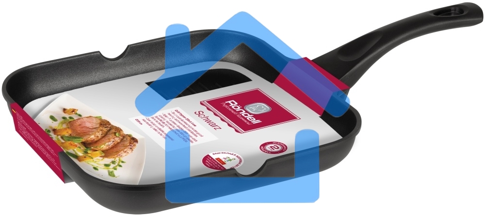 Сковорода-гриль Rondell Schwarz RDA-1683 квадратная 28см покрытие: Xylan Plus ручка несъемная (без крышки) черный